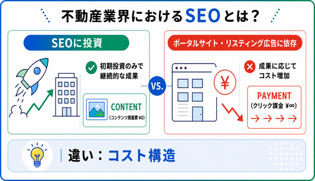 不動産業界におけるSEOについて説明した画像