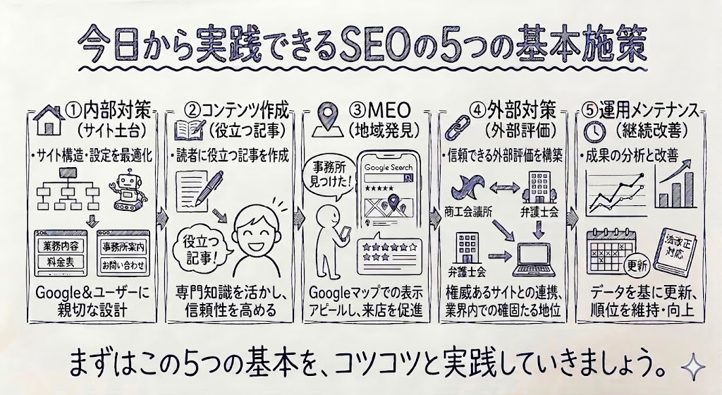 SEOの5つの基本施策を示す画像
