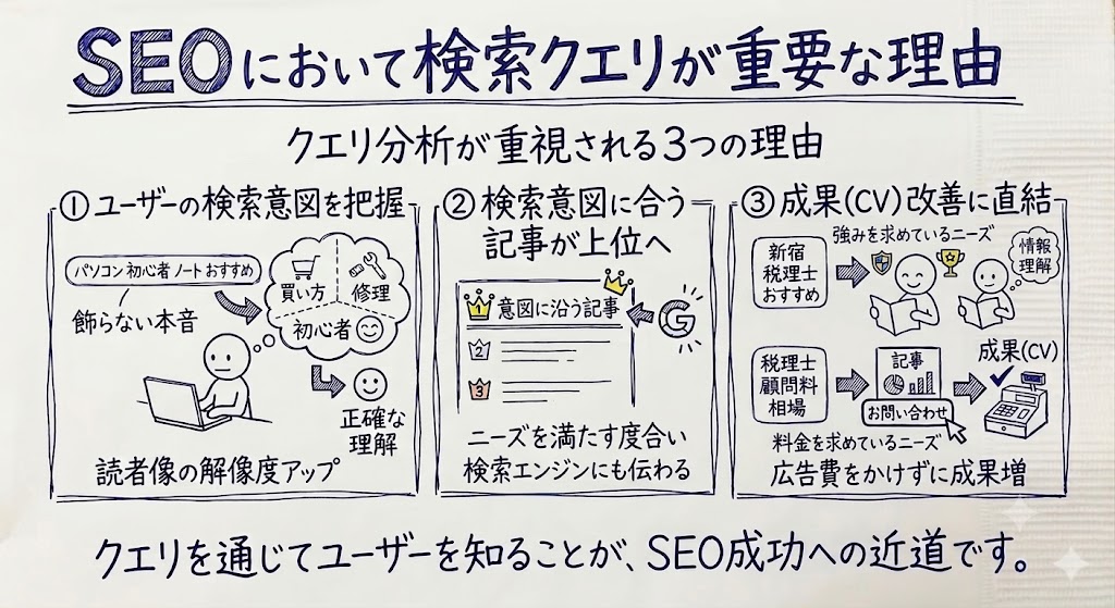 SEOにおいて検索クエリが重要な理由を表した画像
