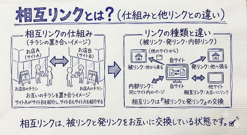 相互リンクの仕組みや他リンクとの違いを表す画像