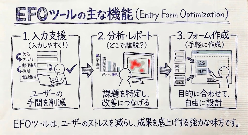 EFOツールの主な機能を示す画像