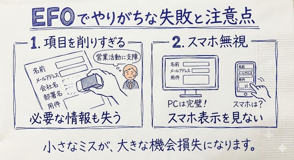 EFOでやりがちな失敗と注意点を示す画像