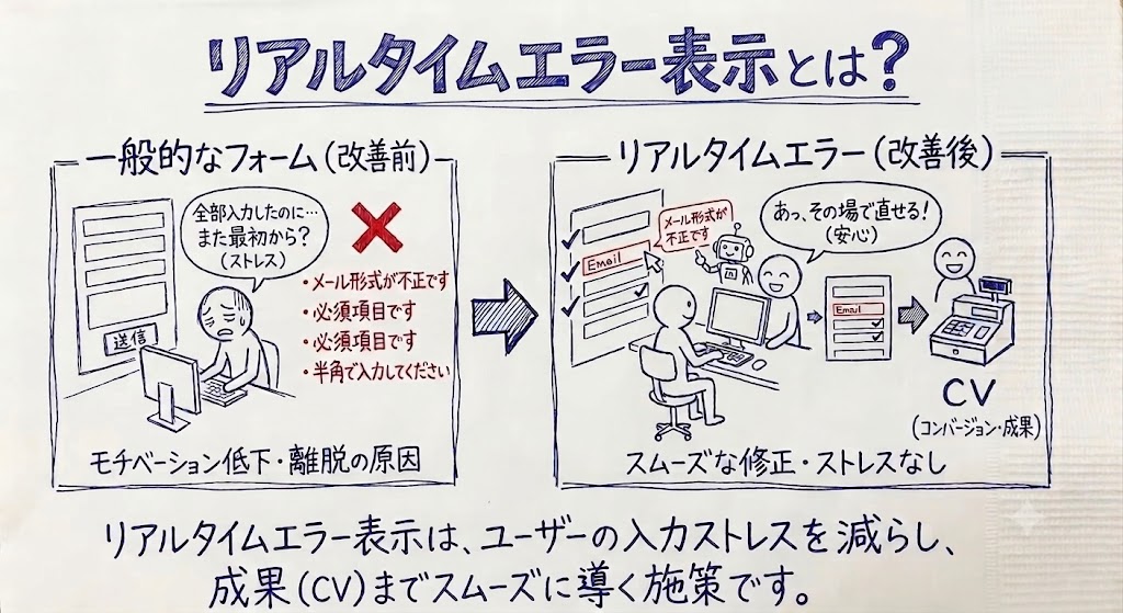 リアルタイムでエラーを表示する施策を示す画像
