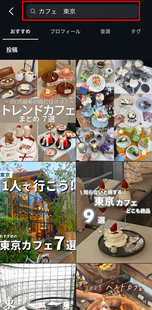 検索結果がインスタグラムの画面上のどこに表示されるのかを説明した画像