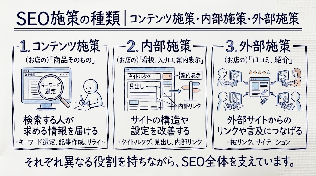 SEO施策の種類を示す画像