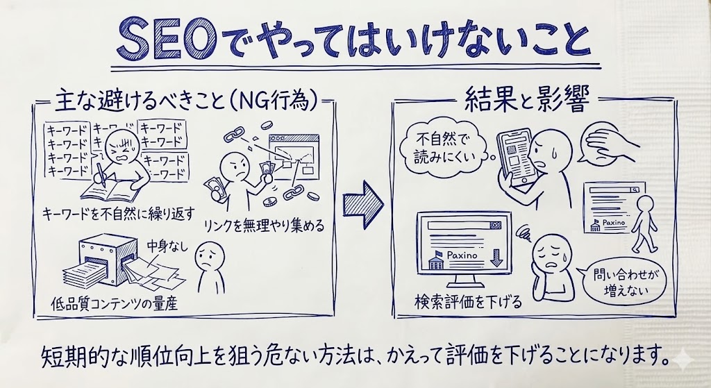 SEOでやってはいけないことを示す画像