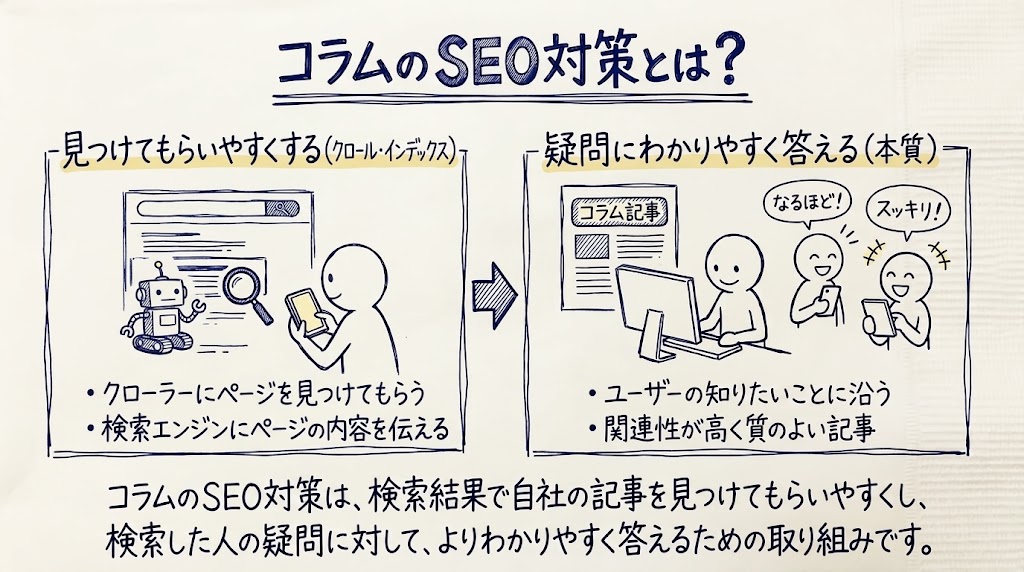コラムのSEO対策を示す画像